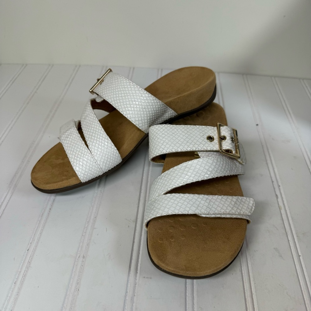 Vionic Skylar White Adjustable Slide Sandals - image 1